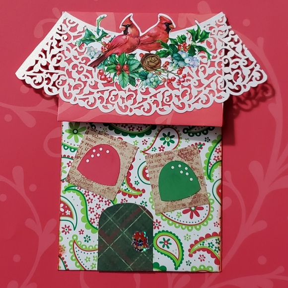 🎄 HAND CRAFTED Christmas collage house envelope pocket set of two - Picture 2 of 7